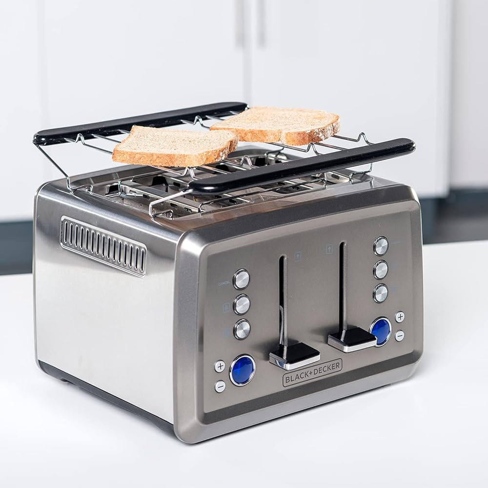 BLACK+DECKER Grille-pain, Inox, Avec chauffe-pain : Cuisine et Maison