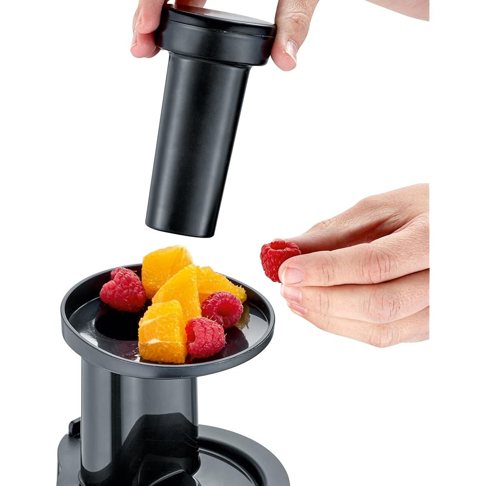 SEVERIN Slow Juicer - Centrifugeuse pour jus, sorbets, glaces, confitures et autres, presse-agrumes électrique en acier inoxydable, nettoyage facile, bac de récupération de 1L, 150 Watt, ES 3571 : Cuisine et Maison