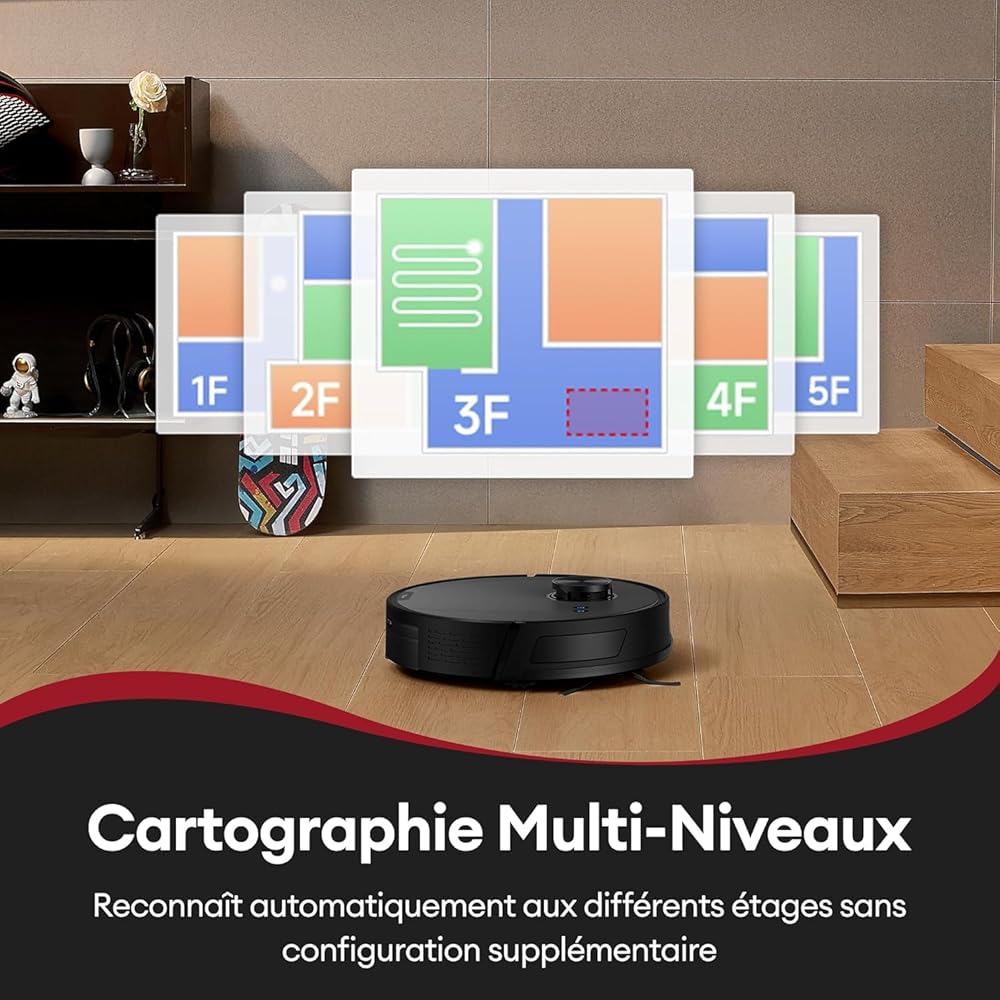Ultenic T10 Lite Aspirateur Robot Laveur avec Station, 18000Pa Auto-Vidage, Navigation LiDAR, Cartographie Multi-étage, Connecté App-Alexa-Siri-IFTTT - Poils d’Animaux, Cheveux, Poussière et Moquette : Cuisine et Maison