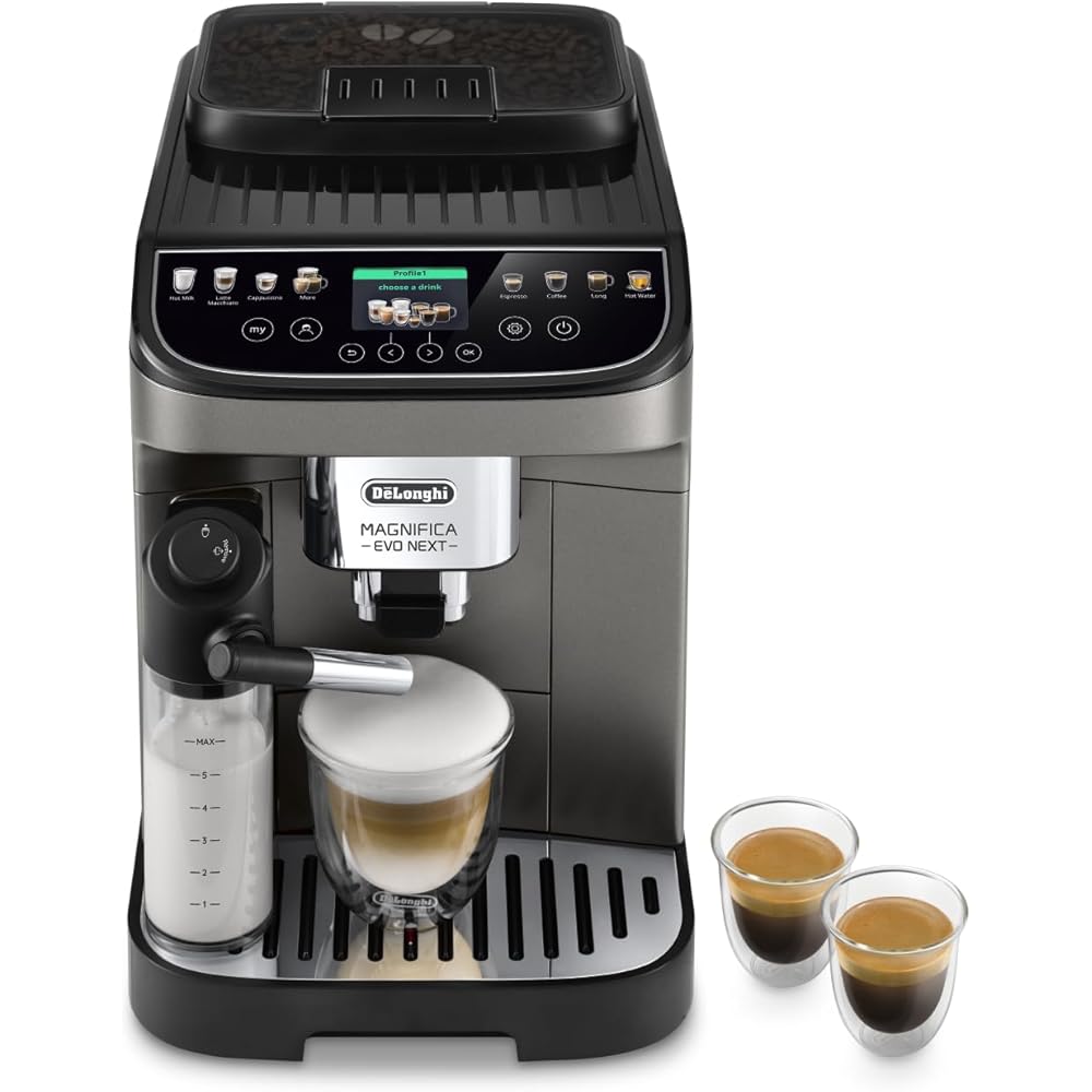 De'Longhi Magnifica Evo Next ECAM312.80.TB, Machine Café Automatique, Machine Café Grains pour Café et Cappuccino avec Écran Tactile Intuitif, 1450W, Noir/Titane : Cuisine et Maison