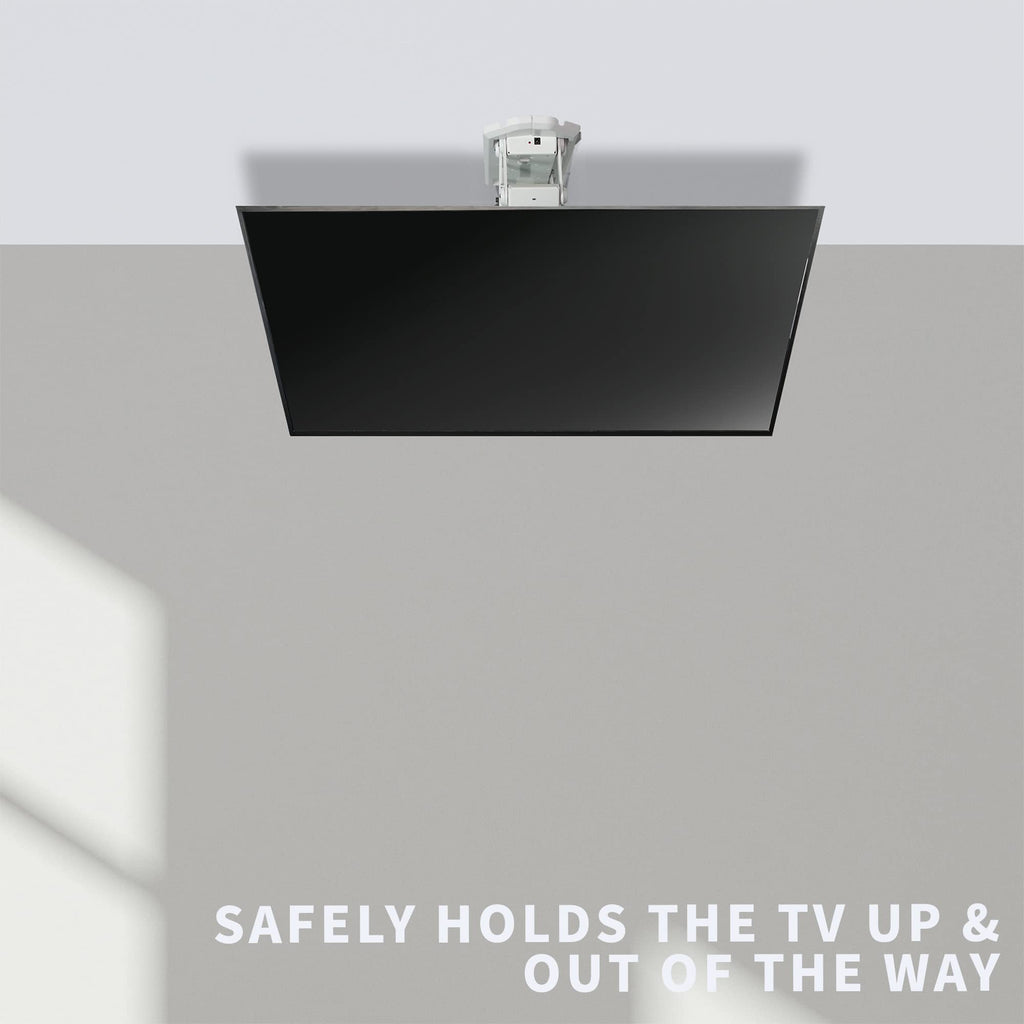 VIVO Electric Ceiling TV Mount for 23 to 55 inch Screens, Flip Down Motorized Pitched Roof VESA Mount, White, MOUNT-E-FD55W