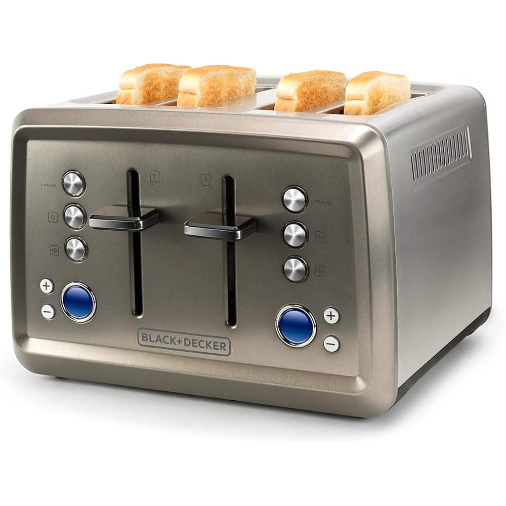 BLACK+DECKER Grille-pain, Inox, Avec chauffe-pain : Cuisine et Maison