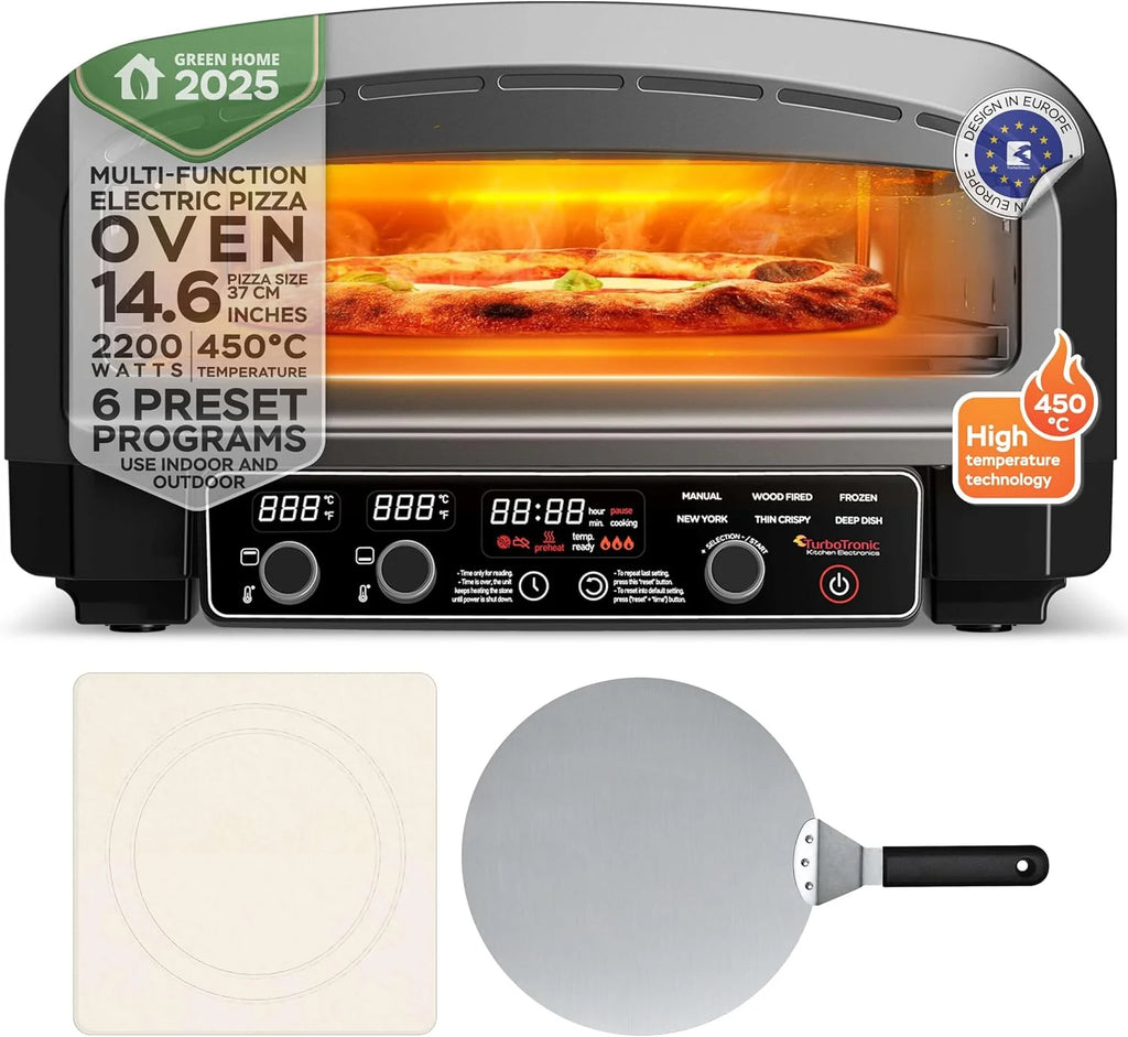 Four à pizza électrique, 450°C, Pierre incluse, 2200W, Intérieur/Extérieur