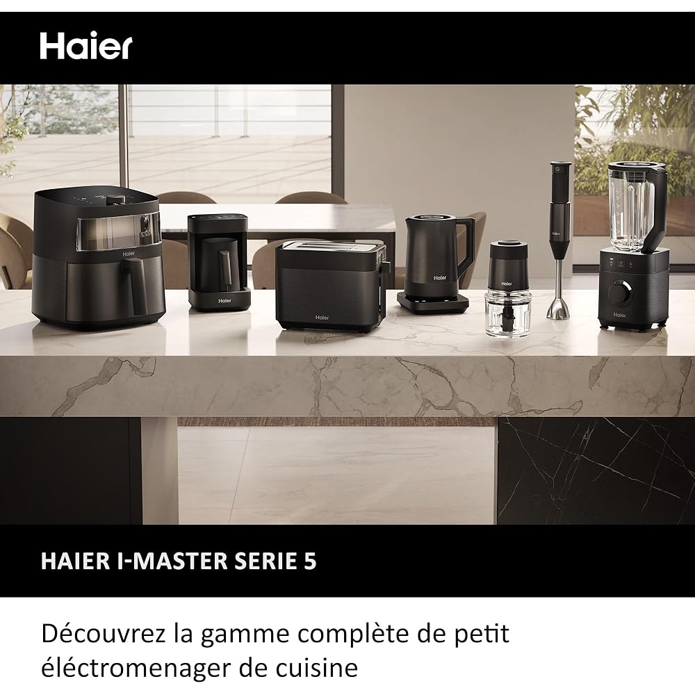 Haier I-Master Série 5 Préparateur de Boissons Chaudes et Mousseur Multi-Boissons, Programmes Lait, Café, Chocolat Chaud, Thé et Infusions, 350ml [Noir] : Cuisine et Maison