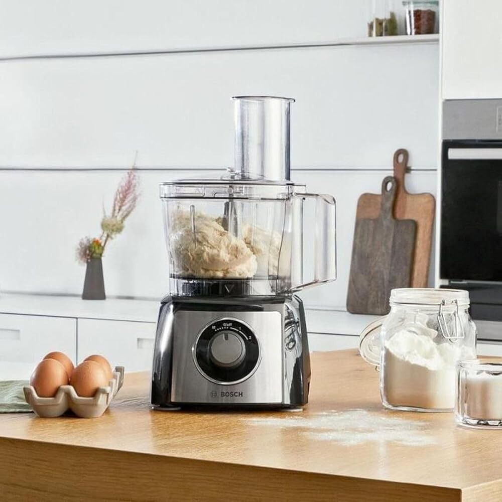 Bosch MultiTalent 3 MCM3501M – Robot de cuisine polyvalent avec plus de 50 fonctions – 800 W – Capacité de 2,3 L – Couleur : Noir/Inox brossé : Cuisine et Maison