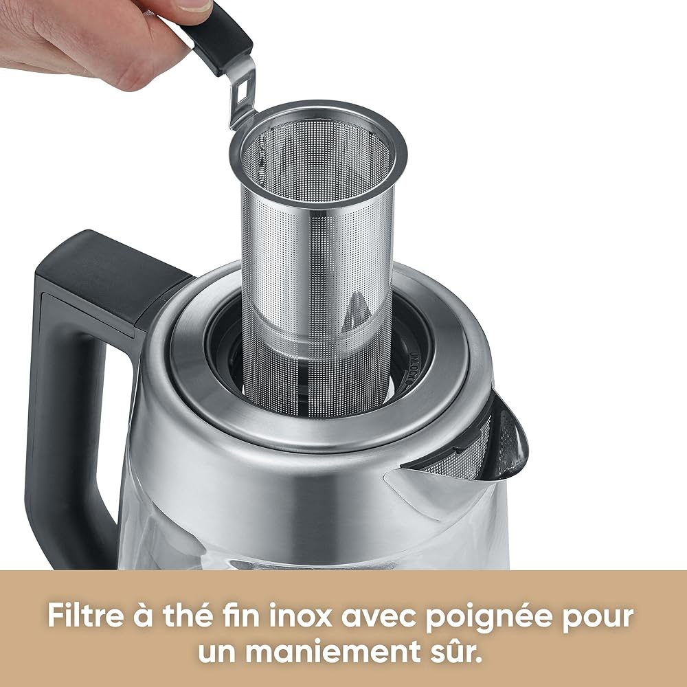 SEVERIN Bouilloire Eau et Thé, 1,7L, 3 000W, Filtre à thé, Température et Temps D'infusion Personnalisables, Verre/Inox, WK 3480 : Cuisine et Maison