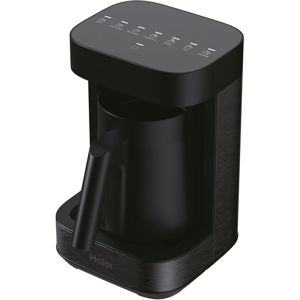Haier I-Master Série 5 Préparateur de Boissons Chaudes et Mousseur Multi-Boissons, Programmes Lait, Café, Chocolat Chaud, Thé et Infusions, 350ml [Noir] : Cuisine et Maison