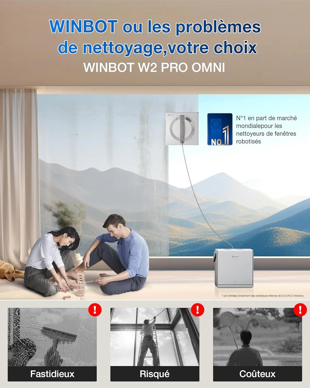 WINBOT W2 Pro Omni Robot Nettoyeur de vitres avec Station Multifonction