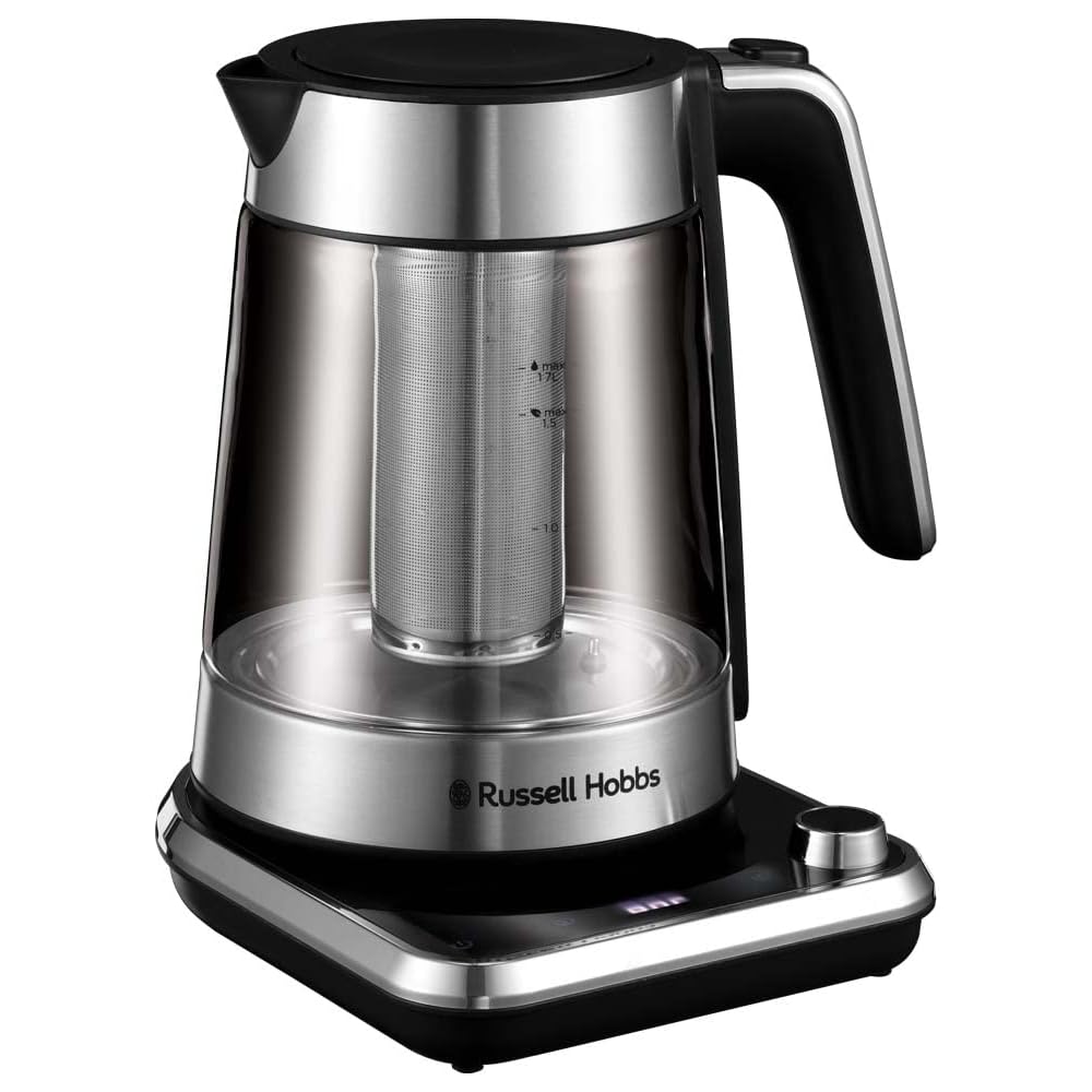 Russell Hobbs Bouilloire Electrique en verre [Idéale pour thé] Attentiv (1,7L, 2400 W, Filtre infusion en inox amovible, Contrôle de température 40-100°C, Commande & minuterie tactile) 26200-70 : Cuisine et Maison
