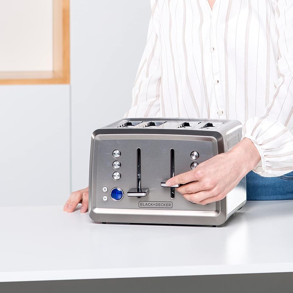 BLACK+DECKER Grille-pain, Inox, Avec chauffe-pain : Cuisine et Maison