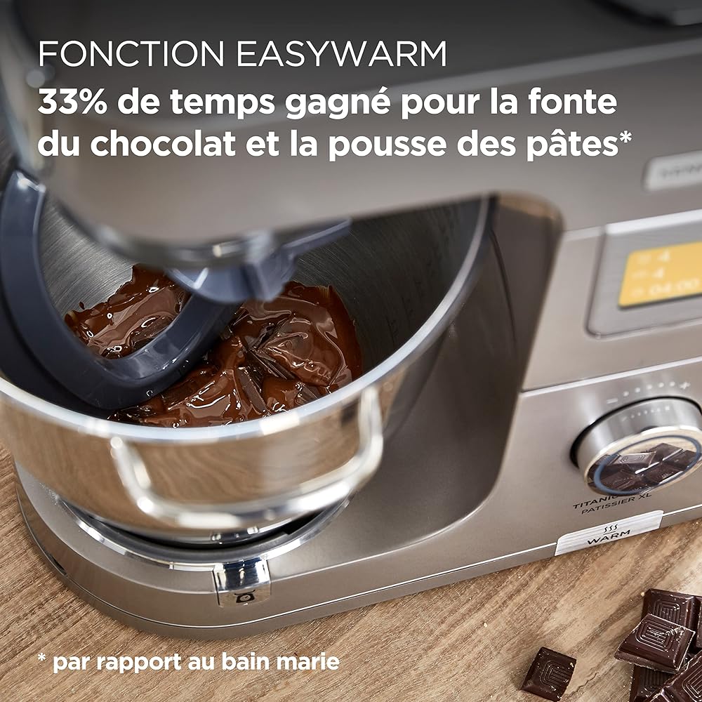 Kenwood Titanium Chef Patissier XL KWL90.034SI, Robot Patissier Balance Intégrée, Batteur K, Pétrin, Fouet, Batteur Souple, Deux Bols, Couvercle Anti-Projections, 1400W, Acier, Argent : Cuisine et Maison