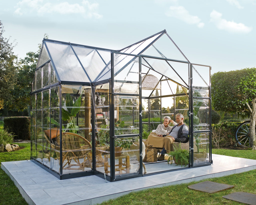 Palram Canopia Chalet Gewächshaus, 3,6 x 3 m, Anthrazit