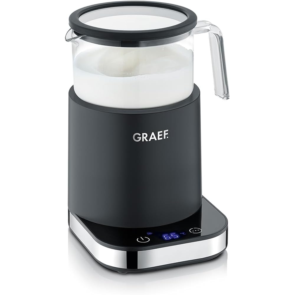 GRAEF MS902 Mousseur à lait en verre, à induction, 6 programmes automatiques, écran tactile, jusqu'à 400 ml de mousse de lait, chocolat chaud : Cuisine et Maison